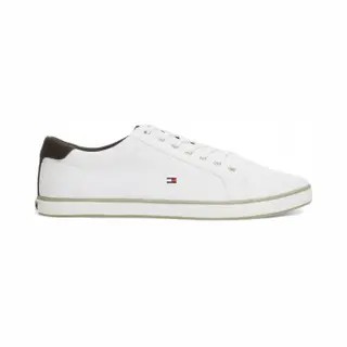 Tommy Hilfiger For Man. FM0FM00596 White Canvas Lace-up Trainers (45), Fabric, Flat, 1 To 3 Cm, Laces, Casual