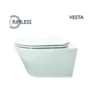 Wiesbaden Vesta Wandcloset - Zonder Spoelrand - Met Flatline 2.0 Wc-bril - Wit