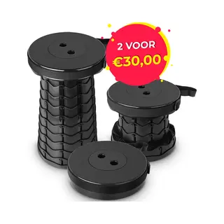 Nexxt Opvouwbare Kruk - Inklapbare Stoel - Verstelbare Hoogte Tot 45 Cm - Ingeklapt 6 Cm - Draagkracht Tot 110 Kg - Makkelijk Meenemen - Zwart