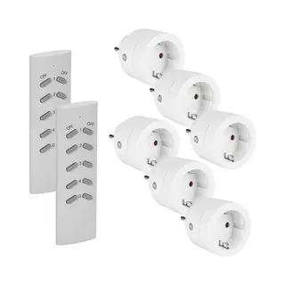 SEC24 HAF760S2 Schakelaar Set Met 2 Afstandsbedieningen En 6 Pluggen Wit - Voor Binnen - 3680W - Energie Besparing - Met Randaarde Alleen Geschikt