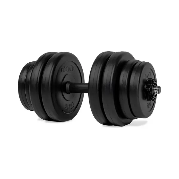 VirtuFit Verstelbare Dumbbell - Zwart - Vinyl - 15 Kg - Dumbbel Set - Inclusief Schroefsluitingen - Extra Grip - Behandeld Met Beschermende Olie - thumbnail