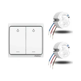 PWR4U Draadloze Serie Schakelaar – Klik Aan Klik Uit Bediening - Lichtschakelaar Draadloos - Complete Set Met Ontvanger – Batterijen Zijn Niet
