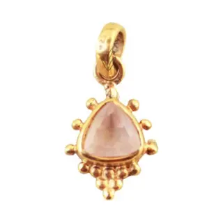 Natuursieraad - 925 Sterling Zilver Goldplated Rozenkwarts Ketting Hanger - Edelsteen Sieraden