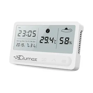 Qumax Digitale Hygrometer Binnen - Thermometer Voor Binnen - Luchtvochtigheidsmeter Met Halfjaar Accu - Wit