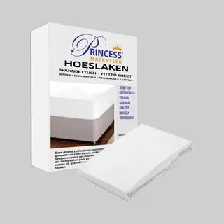 Princessmatrassen Het Ultieme Zachte Hoeslaken- Jersey -Stretch -100% Katoen -80x200x30cm-Wit