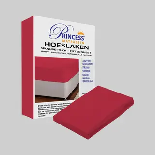 Princessmatrassen Het Ultieme Zachte Hoeslaken- Jersey -Stretch -100% Katoen -2Persoons-160x200x30cm-Rood