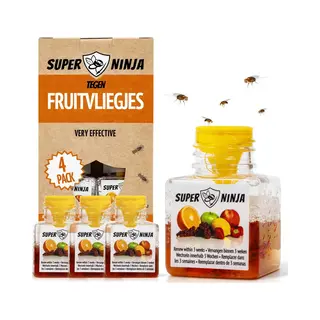 Super Ninja Fruitvliegjes Vanger - 4 Stuks - Effectieve Fruitvliegjes Val - Milieuvriendelijke Insectenval - Direct Resultaat - Fruitvliegval