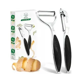 Bikolo® - Schälerset – I-Modell & Y-Modell – Edelstahlmesser – Für Obst Und Gemüse – Ergonomischer, Rutschfester Griff – Mit