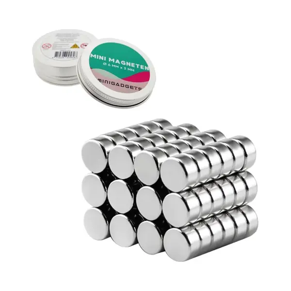 Minigadgets Super Sterke Magneten - 6 X 3 Mm (25-stuks) - Rond - Neodymium - Koelkast Magneten - Whiteboard Magneten - Klein - Ronde - 6x3mm thumbnail