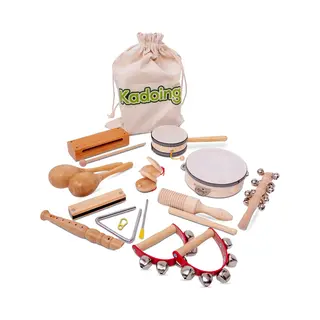 Kadoing 18-delige Muziekinstrumenten Set - Montessori Speelgoed Voor Kinderen - Houten Muziekset