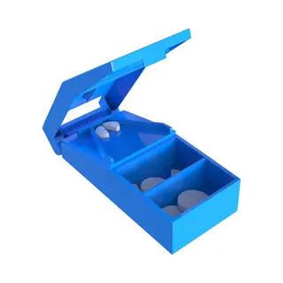 Geasy Pillensnijder - Pillendoos Met Pillensnijder - Pillendoosje Met Scherp Mesje Van Roestvrij Staal - Blauw - Pillenvergruizer