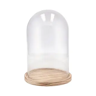 Dk Design Decoratie Stolp - Glas - Houten Bruin Plateau - D12 X H16 Cm