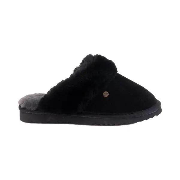 Warmbat Flurry Suede Dames Sloffen - Zwart/Zwart thumbnail