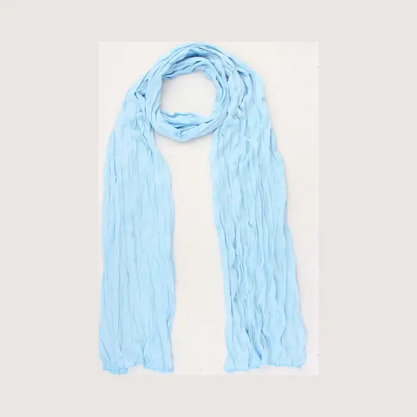 Accessories Junkie Amsterdam- Lang- Katoen- Effen- Dames- Sjaaltje-Smalle- Zomer- Gekreukeld- Shawl- Kado- Baby Blauw thumbnail