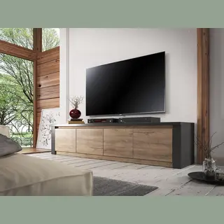 Meubella Tv-Meubel Monaco - Eiken - Grijs - 4 Deuren - 170 Cm