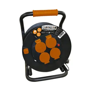 Relectric Kabelhaspel 25m– 4 Stopcontacten – 3600W - Met Oprolknop - Randaarde - IP44 - Geschikt Voor Buitengebruik