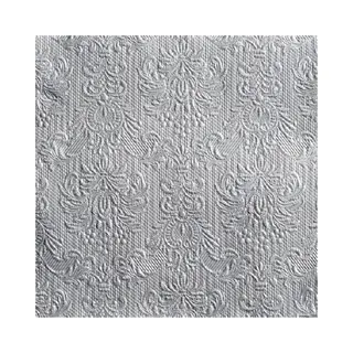 Ambiente Servetten Luxe - 15x Stuks - 33 X 33 Cm - Zilver - Barok Patroon - 3 Laags