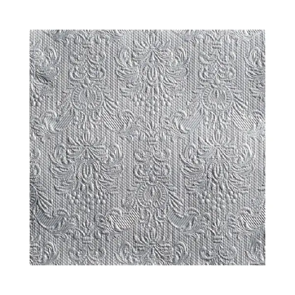 Ambiente Servetten Luxe - 15x Stuks - 33 X 33 Cm - Zilver - Barok Patroon - 3 Laags thumbnail