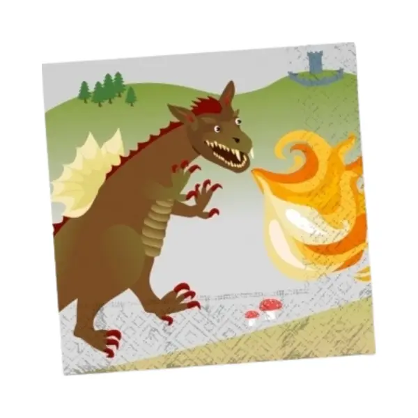 Middeleeuws Feest Thema Servetten Met Draken En Ridders - 20x - 33 X 33 Cm - Papier - Tafel Feestartikelen - Kinderfeestje thumbnail