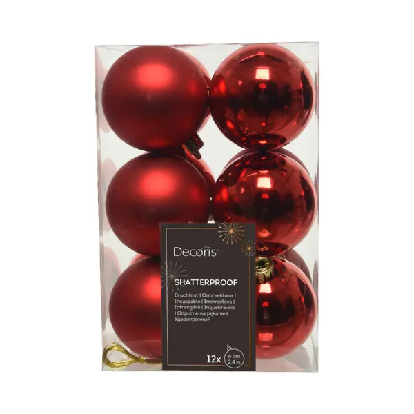 Decoris Cosy&Trendy Kerstballen - 12 Stuks - 6cm - Kunststof thumbnail