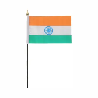 India - Mini Vlaggetje Van 10 X 15 Cm Op Stokje - Landen Vlag - H27 Cm - Polyester