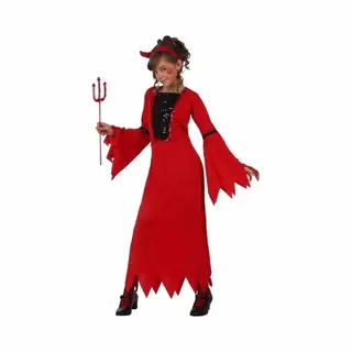 Atosa Duivel Verkleed Jurkje - Voor Meisjes - Rood - Horror / Halloween Thema Verkleedkleding 140
