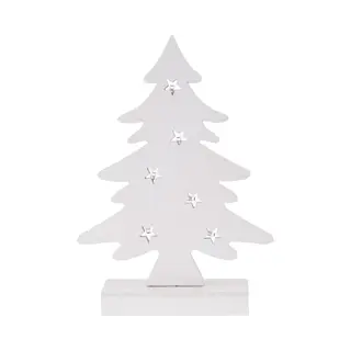 Wit Houten Kerstboompje Decoratie 28 Cm Met Led Verlichting