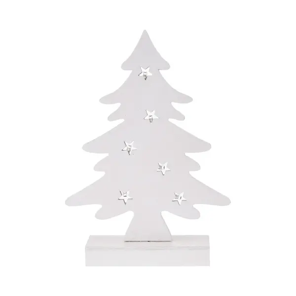 Wit Houten Kerstboompje Decoratie 28 Cm Met Led Verlichting thumbnail