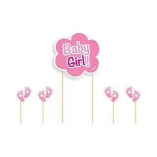 Folat Taart Topper Baby Girl Roze