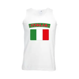 Bellatio Decorations Italie Singlet Shirt/ Tanktop Met Italiaanse Vlag Wit Heren Xl