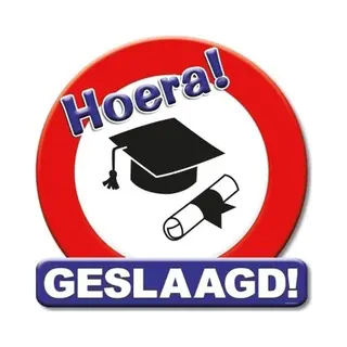 Paper dreams Huldebord Hoera Geslaagd Verkeersbord/stopbord - 50 X 50 Cm - Feestartikelen/versiering - Karton