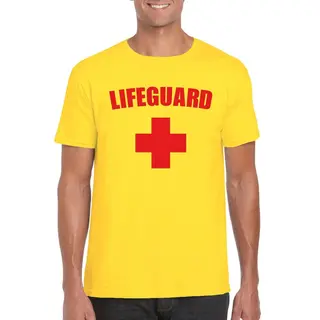 Bellatio Decorations Lifeguard Verkleed Shirt - Geel - Heren - Strandwacht Carnaval T-shirt - Reddingsbrigade Shirt - Verkleedkleding L