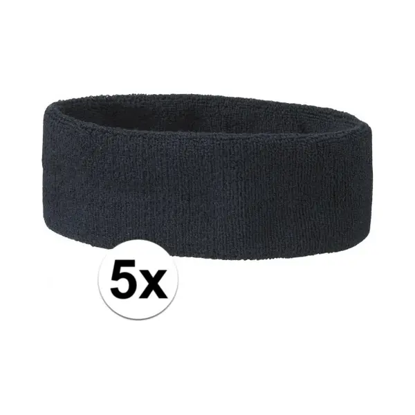 Sportdag Hoofd Zweetbandjes Navy 5x - Hoofdbandjes Team Kleur Blauw thumbnail