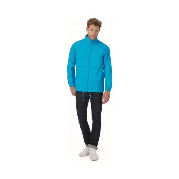B&C Windbreaker - Sirocco Windjas - Turquoise Blauw - Heren Met Capuchon Xl Blauw thumbnail