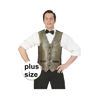 Grote Maat Goud/zwart Verkleed Gilet Voor Heren - Plus Size Carnaval Verkleed Accessoire Voor Volwassenen Xxxl/Xxxxl