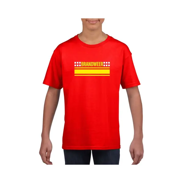 Bellatio Decorations Brandweer Logo Rood T-shirt Voor Jongens En Meisjes - Hulpdiensten Verkleedkleding 134/140 thumbnail