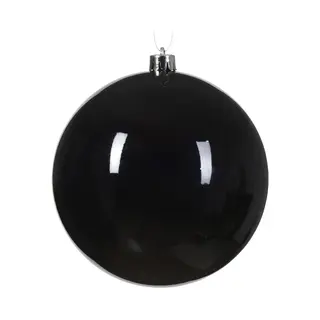 Decoris Kerstbal - Zwart - Groot - 14 Cm - Kunststof - Glans - Kerstversiering