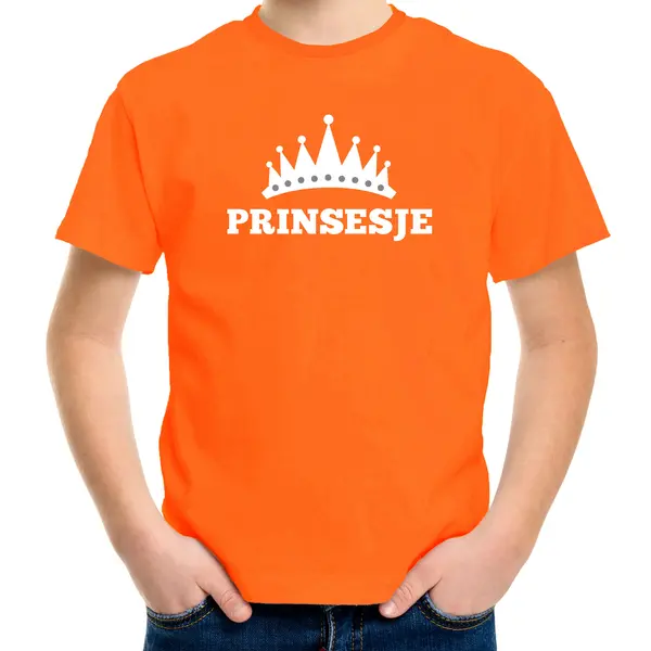 Bellatio Decorations Oranje Prinsesje Met Kroon T-shirt Meisjes - Oranje Koningsdag Kleding 110/116 thumbnail