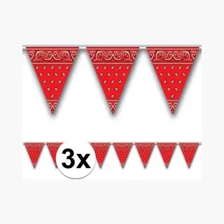 Boeren Zakdoek Vlaggenlijn - Western Thema Feestversiering - 366 Cm - Rood