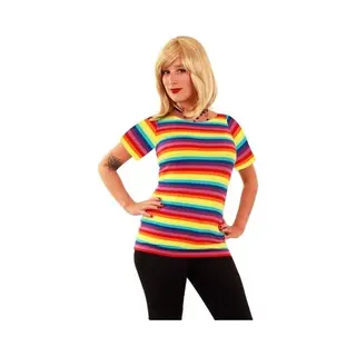 T-shirt Met Regenboog Strepen - Voor Dames - Verkleedkleding T-shirt - Gay Pride - Carnaval M/L