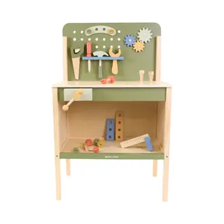 Bandits & Angels Kinderwerkbank Hout Little Worker Retro Groen Vanaf 3 Jaar - Houten Kinder Werkbank - Hoogte Werkblad 55 Cm - Inclusief Gereedschap -