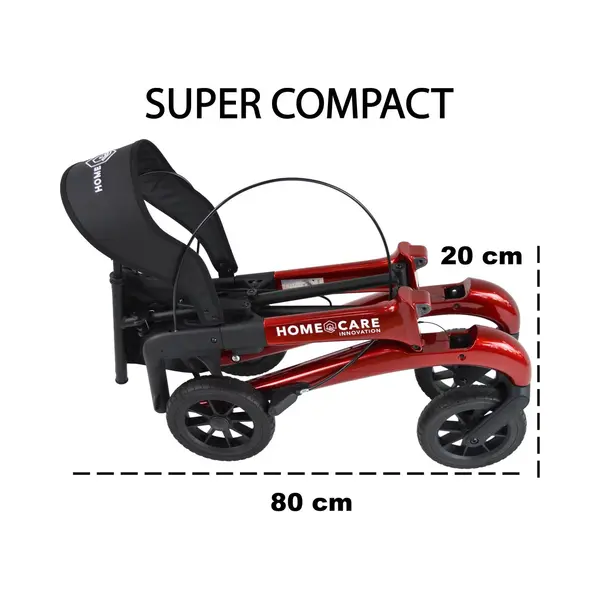 HomeCare Innovation Bv Homecare Lichtgewicht Rollator Van 5, 8 Kg – Carbon Rollator Tot 150 Kg Draaggewicht – Dubbel Opvouwbaar En Inclusief Reistas - Rood thumbnail
