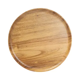 Quvio Rond Houten Dienblad - Decoratief Kaarsenplateau En Serveerschaal - Tapasplank Of Borrelplank Voor Hapjes En Woondecoratie - Ø 25, 5 Cm - Bruin