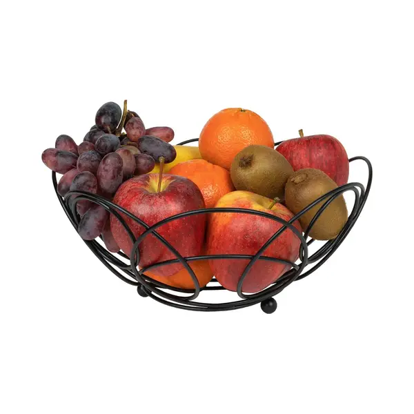 Quvio Fruitschaal Met Patroon - Fruitmand - Keuken Organizer - Groenteschaal - Fruit Organizer - Schaal - Decoratieve Schaal - Metaal - 27 X 12 Cm thumbnail