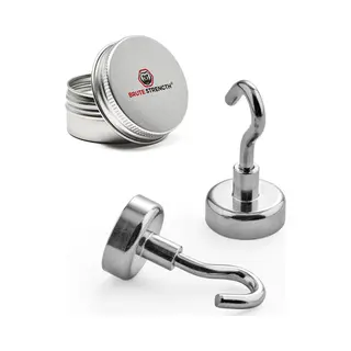 Brute Strength - Super Sterke Magnetische Ophanghaakjes - 20 Mm - 2 Stuks - Ophanghaken - Magneet Haakjes Sterk - Haak Magneten - Magneethaken -