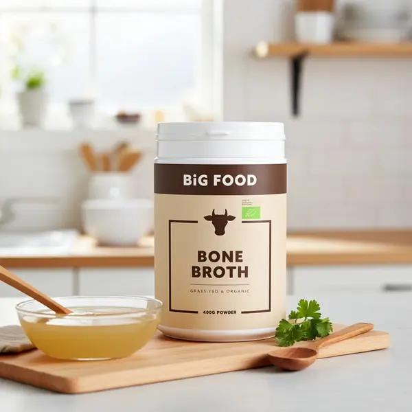 The Big Food Company Big Food – Bio Beef Bone Broth Poeder – 300 G – Collageenrijk & Eiwitrijk Grasgevoerd Runder Oervoedsel thumbnail
