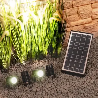 RexTech Solar Prikspot Buiten 'Twins' - Tuinverlichting Set Van 2 - Warm Wit Licht - Tuinspots Op Zonne-energie - Zwart