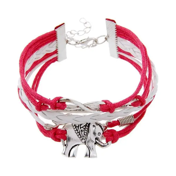 Fako Bijoux® - Multi Armband - Infinity Tekst Love Olifant - Fuchsia thumbnail