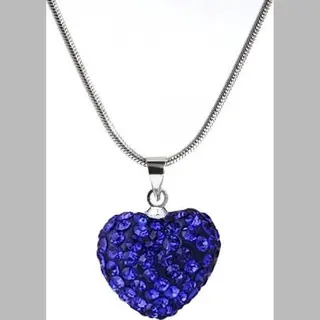 Fako Bijoux® - Ketting - Disco Dots - Hart - Donkerblauw