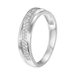 Lucardi Dames Ring Rhodiumplated Met Zirkonia - Ring - Cadeau Voor Vrouwen - Echt Zilver - Zilverkleurig